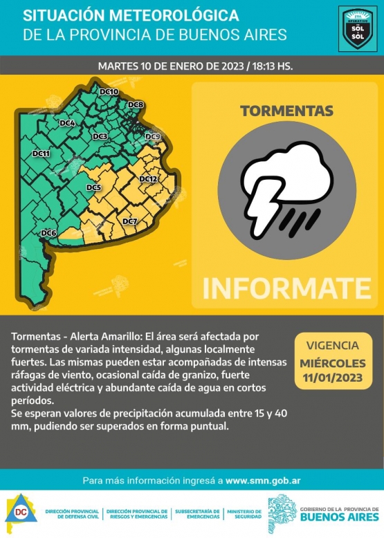 ALERTA DEL SERVICIO METEOROLÓGICO NACIONAL EN VILLA GESELL