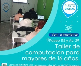 ESTÁN ABIERTAS LAS INSCRIPCIONES A LOS TALLERES DE COMPUTACIÓN