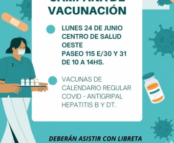 Vacunas del calendario regular, COVID, DT,  antigripal, y Hepatitis