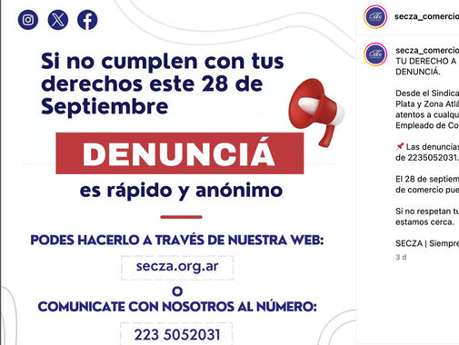 Noticias | El SECZA advirtió a los empresarios que obligan a trabajar el Día del Empleado de Comercio |